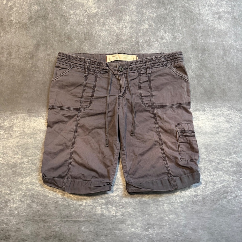 Y2K Hollister Womens Cargo Bermuda Shorts Size 5 Gray Low Rise Utility